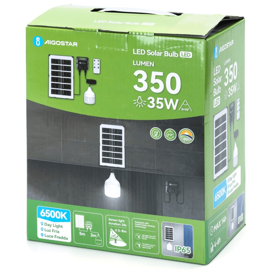 Aigostar - LED-aurinkokruunu anturilla LED/35W/12V 3000 mAh 6500K halkaisija 10 cm + kauko-ohjaus