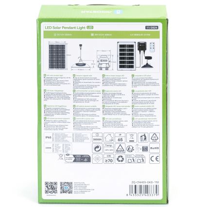 Aigostar - LED-aurinkokruunu LED/35W/12V 3000 mAh 6500K halkaisija 15 cm + kauko-ohjaus