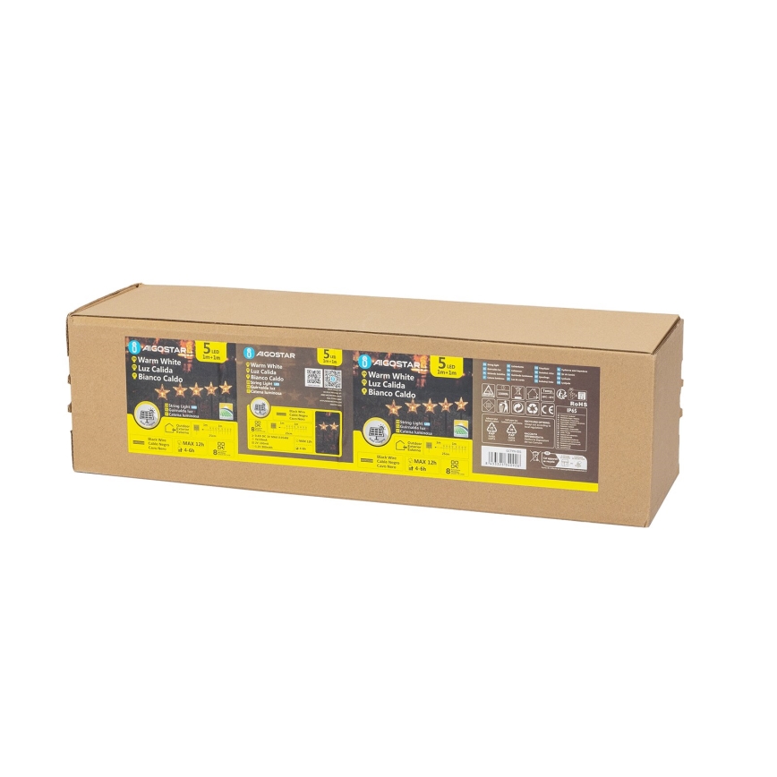 Aigostar - LED aurinkokäyttöinen joulukoristevalo LED/0,054W/1,2V 1m IP65 800 mAh lämmin valkoinen