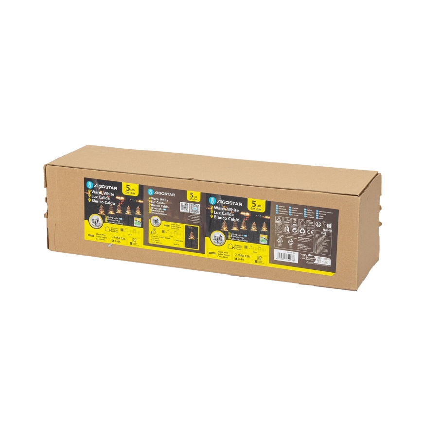 Aigostar - LED aurinkokäyttöinen joulukoristevalaisin LED/0,054W/1,2V 1m IP65 lämmin valkoinen