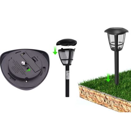 Aigostar - LED aurinkokäyttöinen lamppu LED/0,06W/2V 100 mAh 33,8 cm 6500K IP44 musta