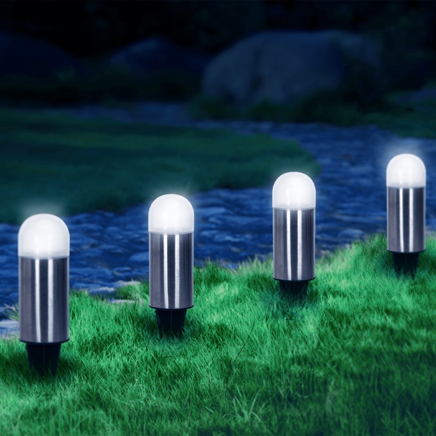 Aigostar - LED-aurinkolamppu LED/0,006W/1,2V 20cm mattakromi 6500K IP44
