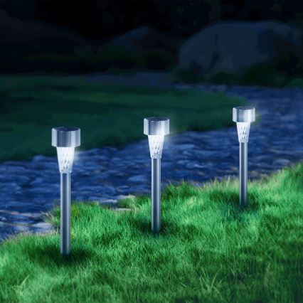 Aigostar - LED-aurinkolamppu LED/0,006W/1,2V 29,5 cm mattakromi 6500K IP44