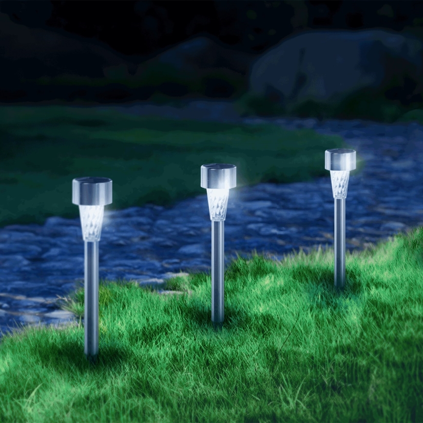 Aigostar - LED-aurinkolamppu LED/0,006W/1,2V 29,5 cm mattakromi 6500K IP44