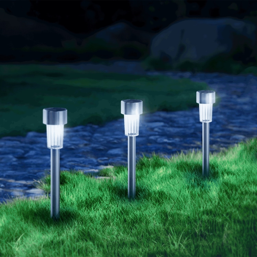 Aigostar - LED-aurinkolamppu LED/0,006W/1,2V 29,5 cm mattakromi 6500K IP44