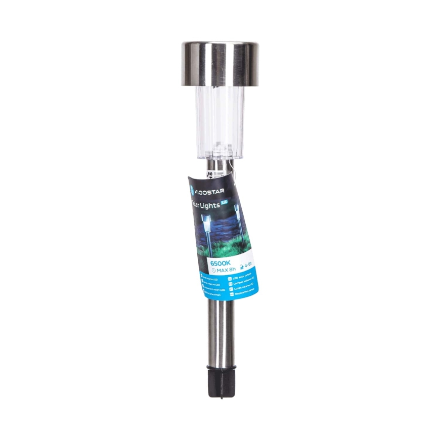 Aigostar - LED-aurinkolamppu LED/0,006W/1,2V 29,5 cm mattakromi 6500K IP44