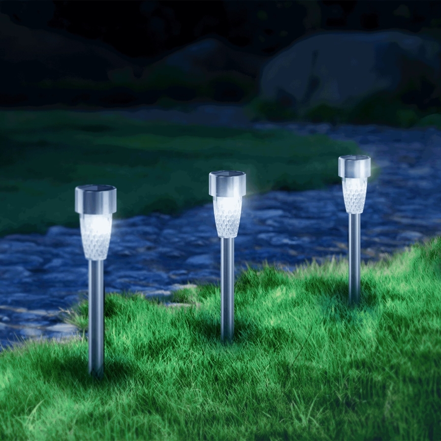Aigostar - LED-aurinkolamppu LED/0,006W/1,2V 29,7 cm mattakromi 6500K IP44