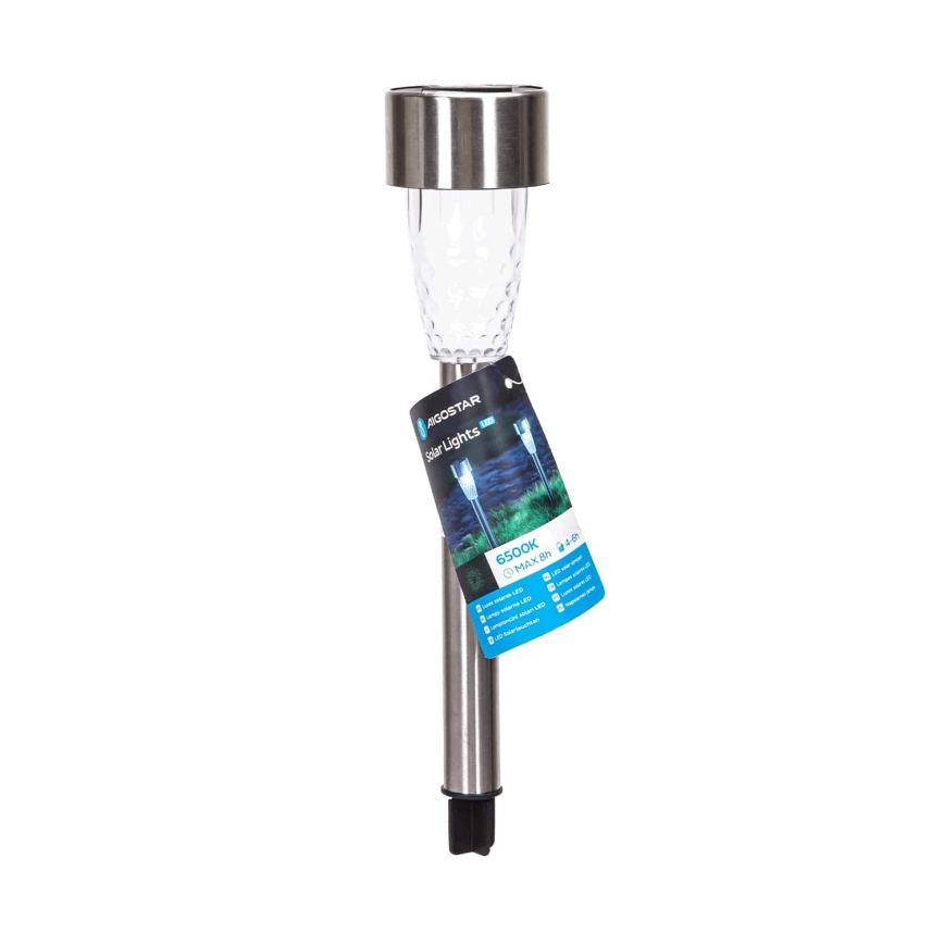 Aigostar - LED-aurinkolamppu LED/0,006W/1,2V 29,7 cm mattakromi 6500K IP44