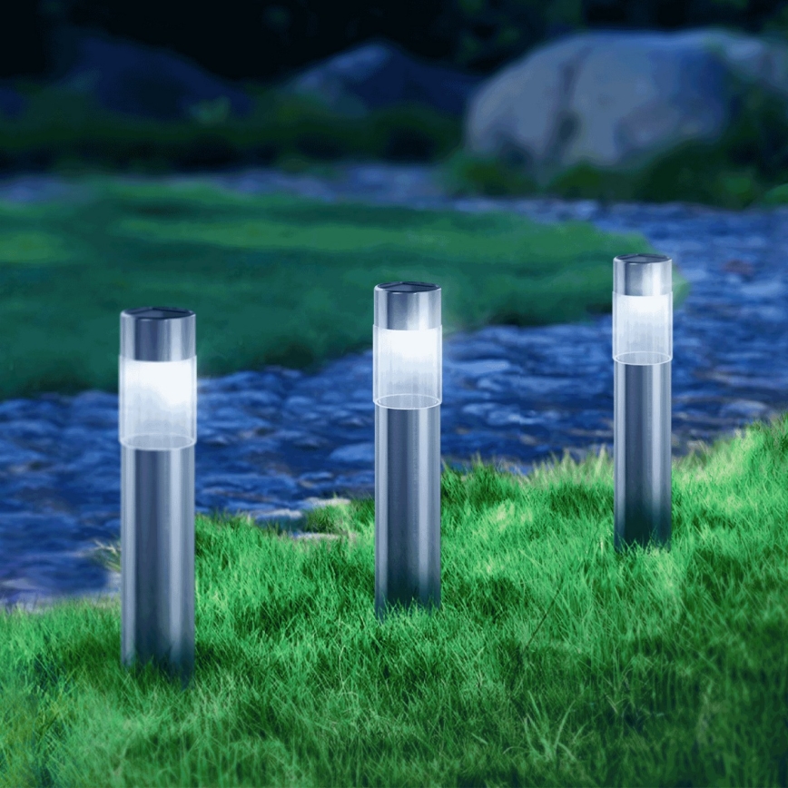 Aigostar - LED-aurinkolamppu LED/0,006W/1,2V 31,5 cm 100 mAh mattakromi 6500K IP44