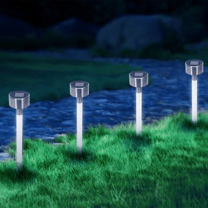 Aigostar - LED-aurinkolamppu LED/0,006W/1,2V 36,7cm mattakromi 6500K IP44