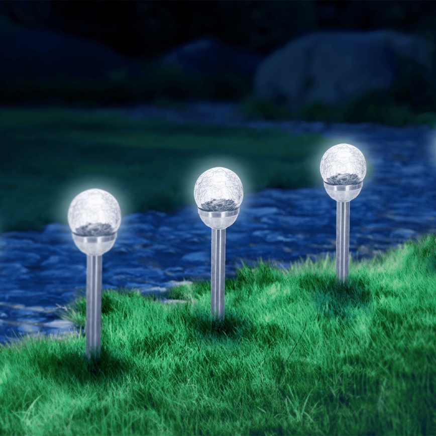 Aigostar - LED-aurinkolamppu LED/0,006W/1,2V 37,8cm mattakromi 6500K IP44