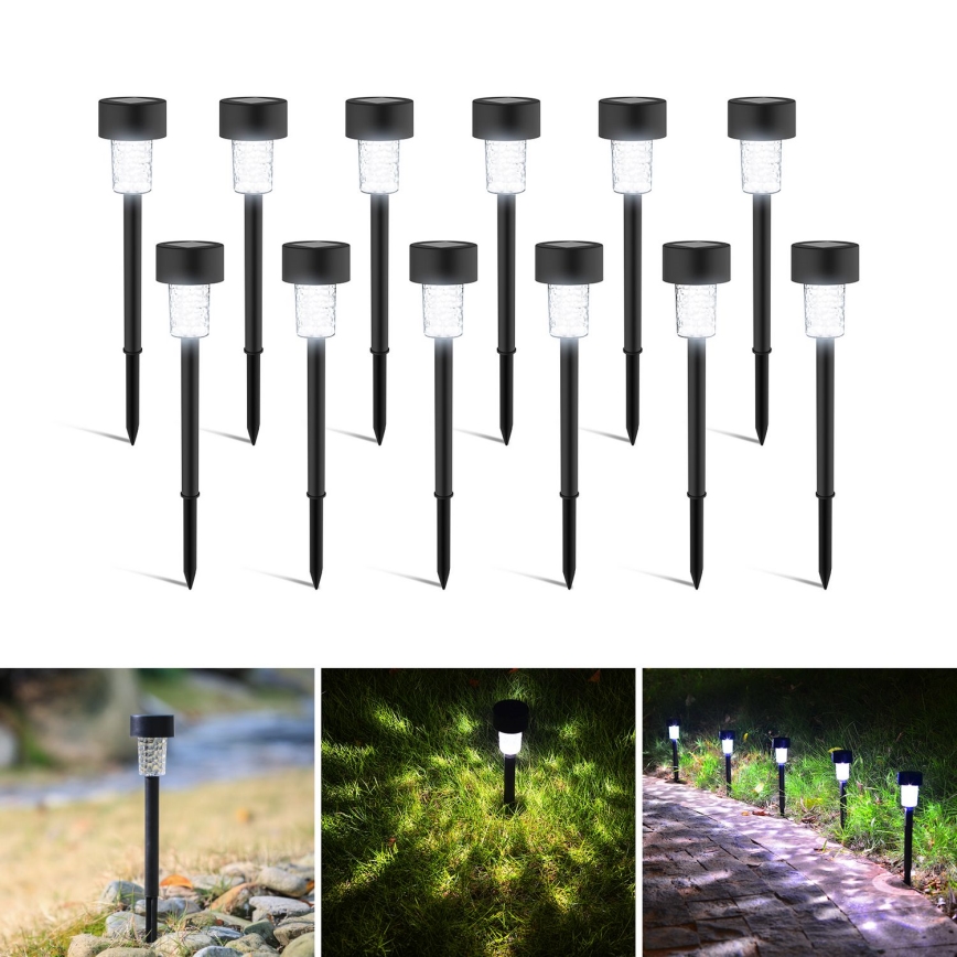 Aigostar - LED-aurinkolamppu LED/0,06W/2V 32,7 cm 6500K IP44 600 mAh musta