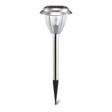 Aigostar - LED-aurinkolamppu LED/0,08W/2V 30,4 cm 6500K IP44 mattakromi