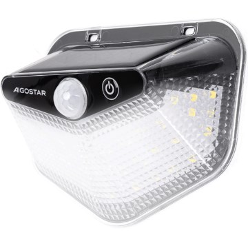 Aigostar - LED aurinkovalaisin anturilla LED/3,7V 6500K 500 mAh IP65 musta