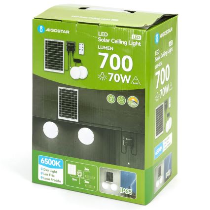 Aigostar - LED-aurinkovalaistus 2xLED/35W/12V 6000 mAh 6500K halkaisija 16,8 cm + kauko-ohjaus