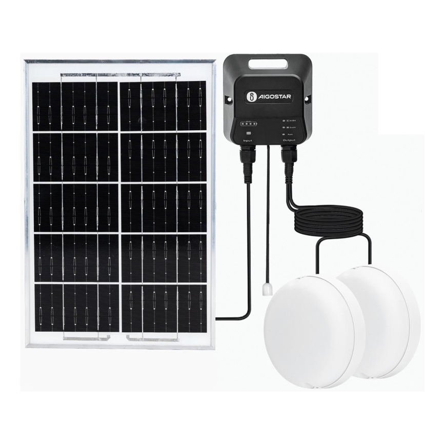 Aigostar - LED-aurinkovalaistus 2xLED/35W/12V 6000 mAh 6500K halkaisija 16,8 cm + kauko-ohjaus