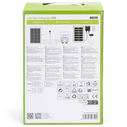 Aigostar - LED-aurinkovalaistus LED/35W/12V 3000 mAh 6500K halkaisija 16,8 cm + kauko-ohjaus