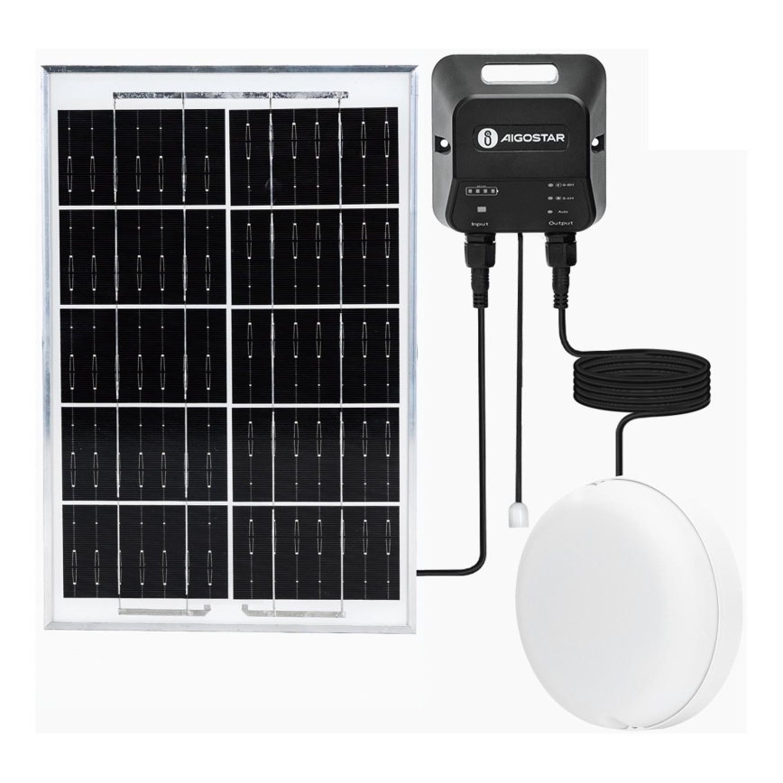 Aigostar - LED-aurinkovalaistus LED/70W/12V 6000 mAh 6500K halkaisija 20,5 cm + kauko-ohjaus