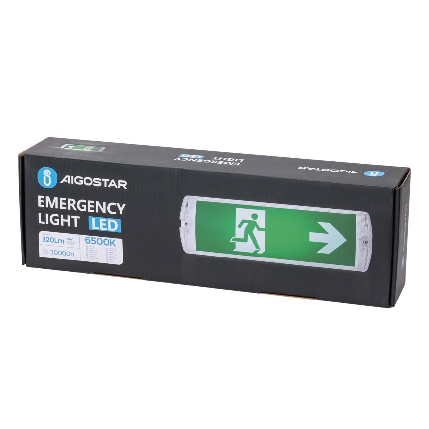 Aigostar - LED-hätävalo EMERGENCY EXIT LED/4W/230V IP65 6500K 600mAh