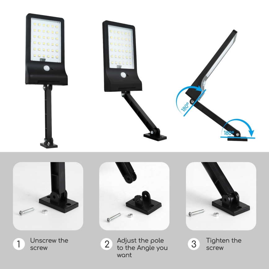 Aigostar - LED Himmennettävä aurinko lamppu anturilla LED/2,3W/5,5V IP65 1800 mAh + kauko-ohjaus