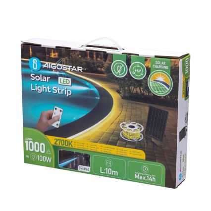 Aigostar - LED Himmennettävä aurinko nauha LED/10W/3,2V 10 m 2700K IP65 + kauko-ohjaus