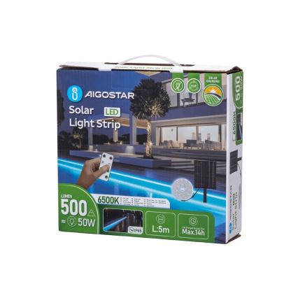 Aigostar - LED Himmennettävä aurinko nauha LED/5W/3,2V 5 m 6500K IP65 + kauko-ohjaus