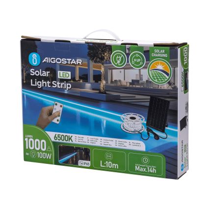 Aigostar - LED Himmennettävä aurinkokenno valonauha LED/20W/3,2V 20 m 2700K IP65 + kauko-ohjaus