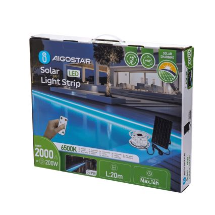 Aigostar - LED Himmennettävä aurinkokenno valonauha LED/20W/3,2V 20 m 6500K IP65 + kauko-ohjaus