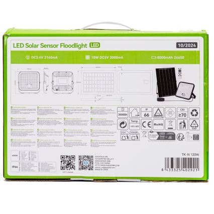 Aigostar - LED Himmennettävä aurinkokenno valonheitin anturilla LED/120W/3,4V 6500K IP66 + kauko-ohjaus