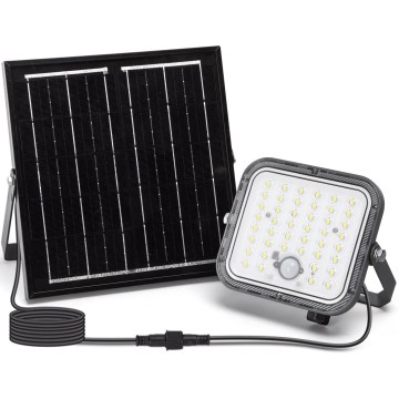 Aigostar - LED Himmennettävä aurinkokenno valonheitin anturilla LED/80W/3,4V 6500K IP66 + kauko-ohjaus
