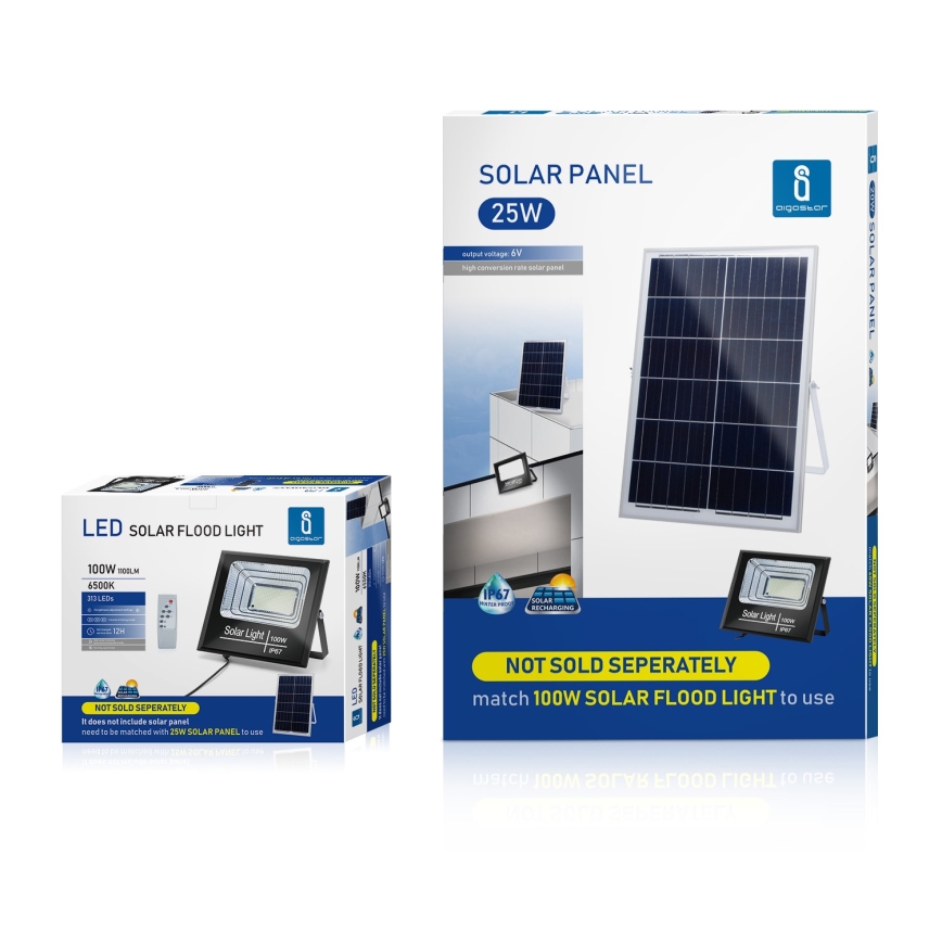 Aigostar - LED Himmennettävä aurinkokenno valonheitin LED/100W/3,2V IP67 + kaukosäädin