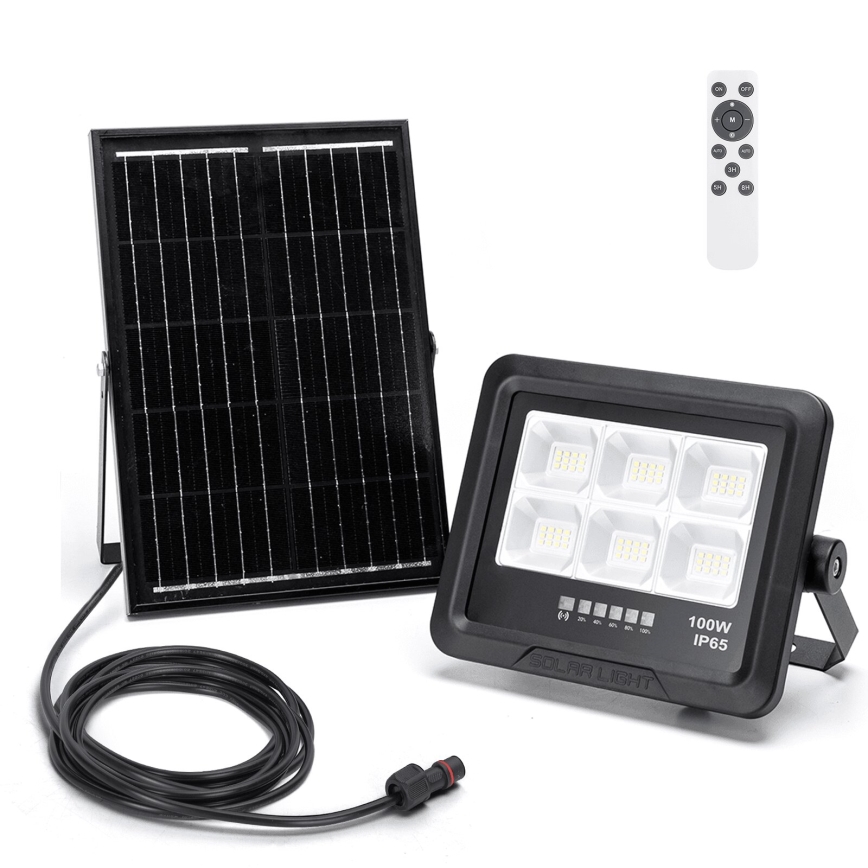 Aigostar - LED Himmennettävä aurinkokenno valonheitin LED/100W/3,4V IP65 + kauko-ohjaus