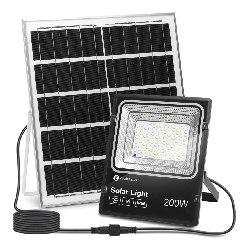 Aigostar - LED Himmennettävä aurinkokenno valonheitin LED/200W/3,2V IP66 + kauko-ohjaus