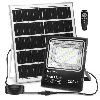 Aigostar - LED Himmennettävä aurinkokenno valonheitin LED/200W/3,2V IP66 + kauko-ohjaus