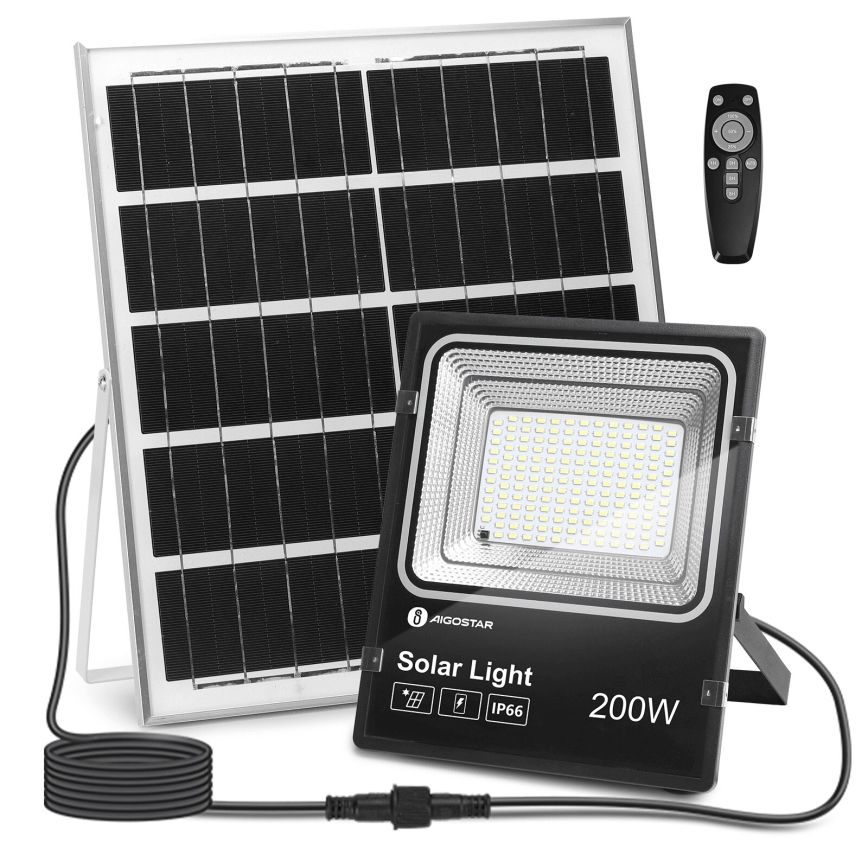 Aigostar - LED Himmennettävä aurinkokenno valonheitin LED/200W/3,2V IP66 + kauko-ohjaus