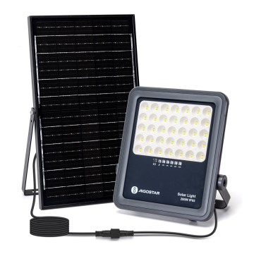 Aigostar - LED Himmennettävä aurinkokenno valonheitin LED/200W/3,4V IP65 + kauko-ohjaus