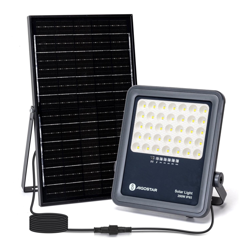 Aigostar - LED Himmennettävä aurinkokenno valonheitin LED/200W/3,4V IP65 + kauko-ohjaus