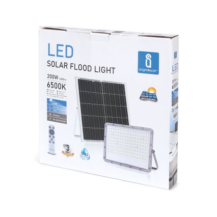 Aigostar - LED Himmennettävä aurinkokenno valonheitin LED/200W/3,4V IP65 + kauko-ohjaus