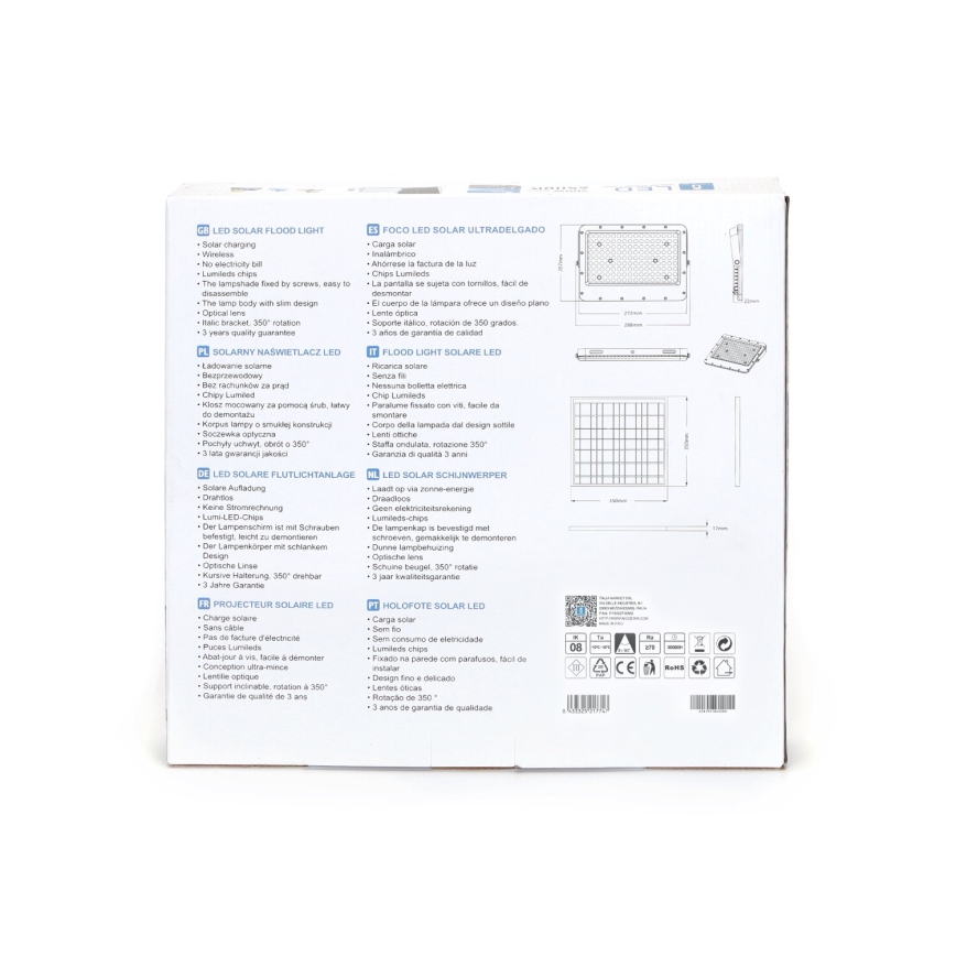 Aigostar - LED Himmennettävä aurinkokenno valonheitin LED/200W/3,4V IP65 + kauko-ohjaus