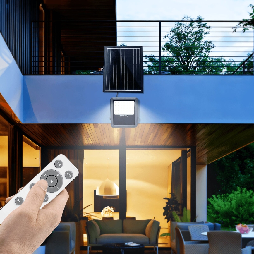 Aigostar - LED Himmennettävä aurinkokenno valonheitin LED/200W/3,4V IP65 + kauko-ohjaus