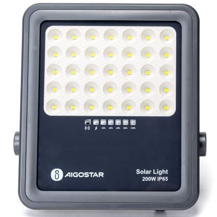 Aigostar - LED Himmennettävä aurinkokenno valonheitin LED/200W/3,4V IP65 + kauko-ohjaus