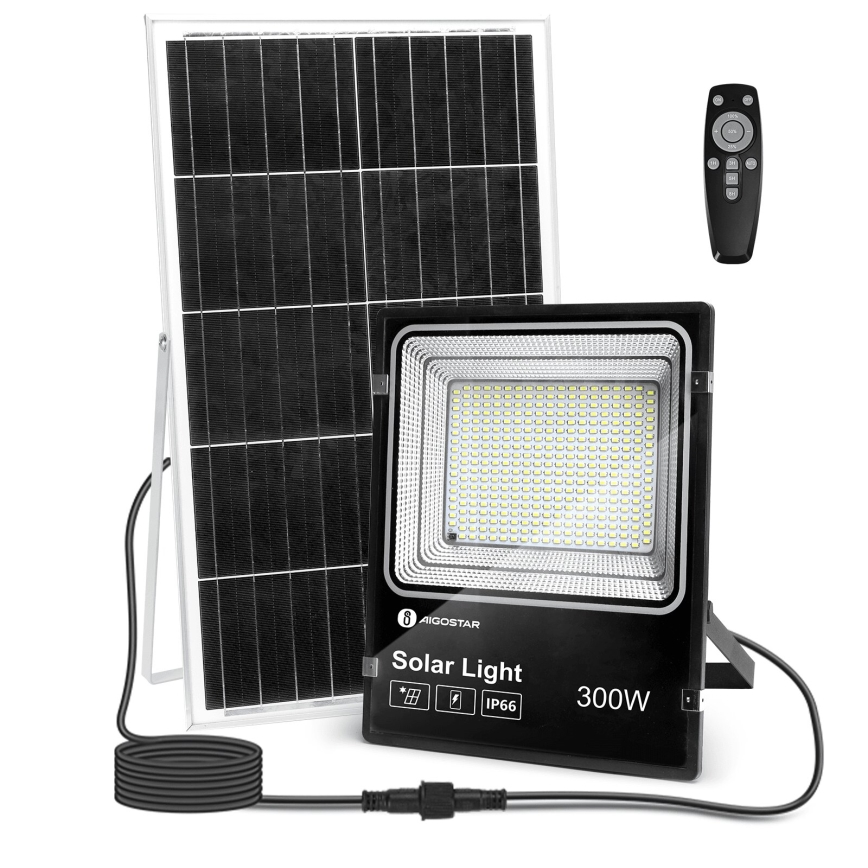 Aigostar - LED Himmennettävä aurinkokenno valonheitin LED/300W/3,2V IP66 + kauko-ohjaus
