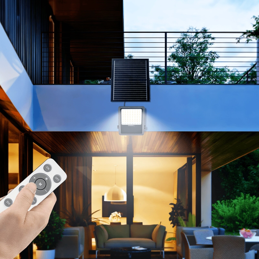 Aigostar - LED Himmennettävä aurinkokenno valonheitin LED/300W/3,4V IP65 + kauko-ohjaus