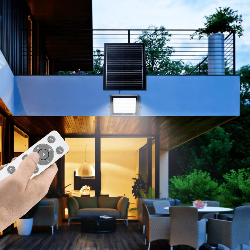 Aigostar - LED Himmennettävä aurinkokenno valonheitin LED/300W/3,4V IP65 + kauko-ohjaus
