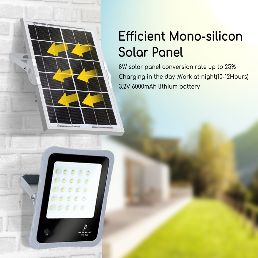 Aigostar - LED Himmennettävä aurinkokenno valonheitin LED/50W/3,2V IP65 6000 mAh + +kaukosäädin