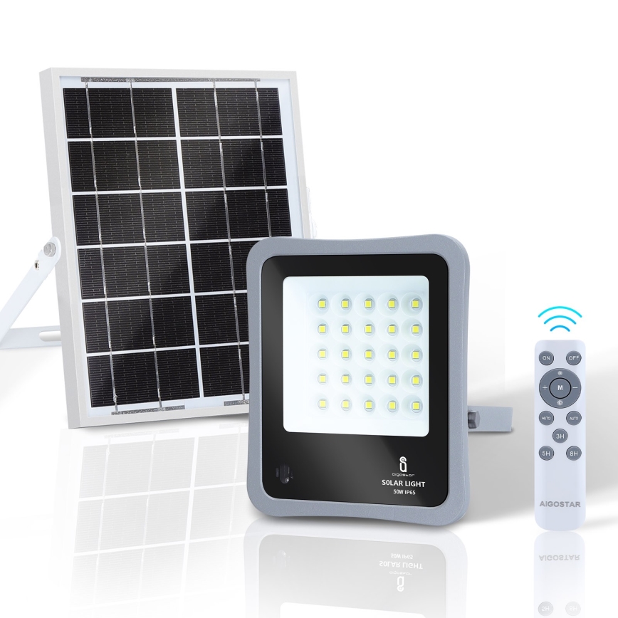 Aigostar - LED Himmennettävä aurinkokenno valonheitin LED/50W/3,2V IP65 6000 mAh + +kaukosäädin