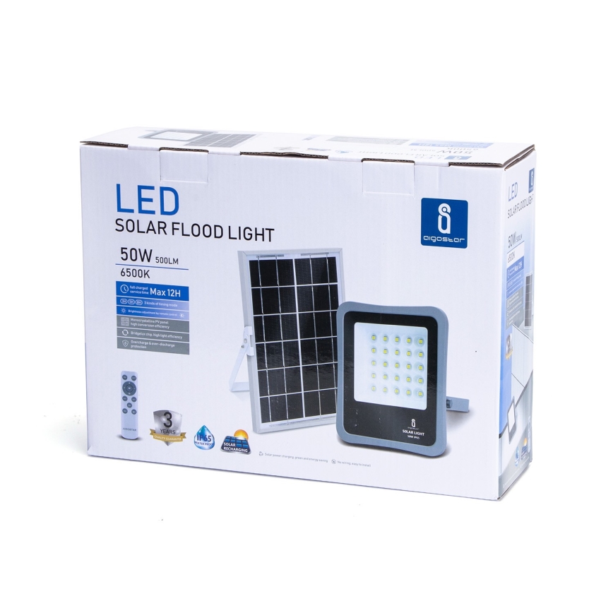 Aigostar - LED Himmennettävä aurinkokenno valonheitin LED/50W/3,2V IP65 6000 mAh + +kaukosäädin