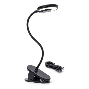 Aigostar - LED Himmennettävä ja ladattava pöytälamppu klipsillä LED/3W/5V 1800mAh musta