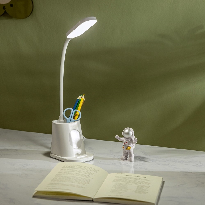 Aigostar - LED Himmennettävä ja ladattava pöytälamppu LED/2,8W/5V 1800mAh 3000/5000K valkoinen