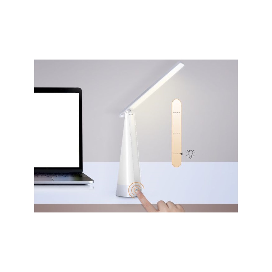 Aigostar - LED Himmennettävä ja ladattava pöytälamppu LED/7W/5V 4000K 4400 mAh valkoinen